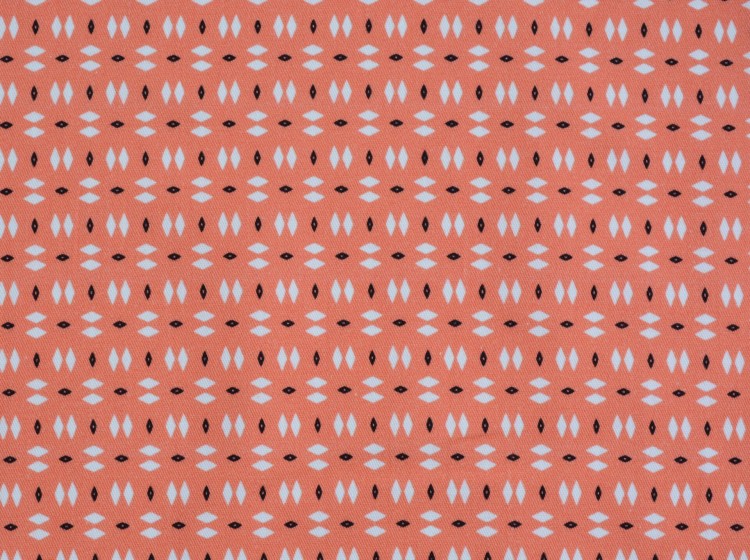 Tkanina Bawełniana Białe Romby na Pomarańczowym Tle