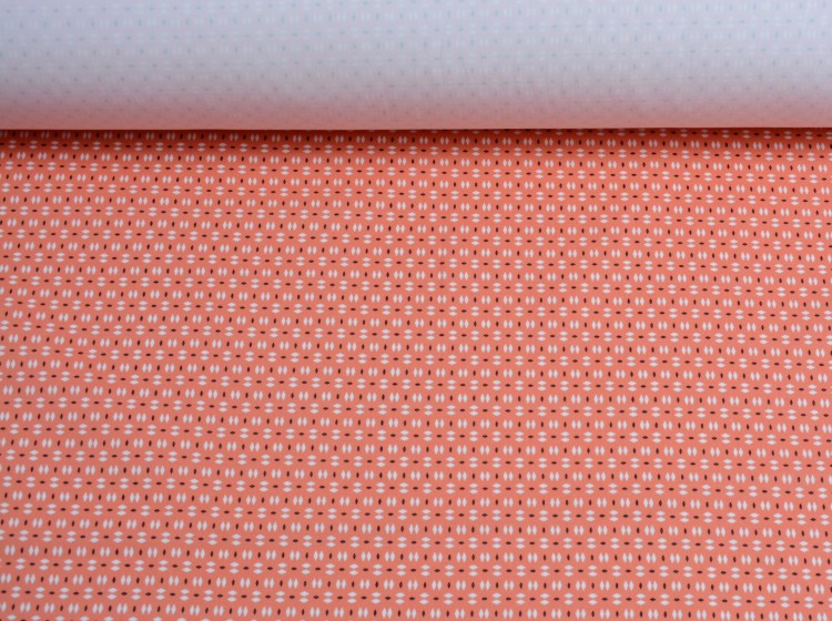 Tkanina Bawełniana Białe Romby na Pomarańczowym Tle