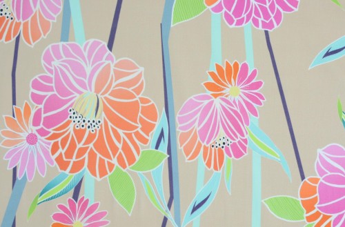 Tkanina Bawełniana Kwiatowy Wzór na Cielistym Tle