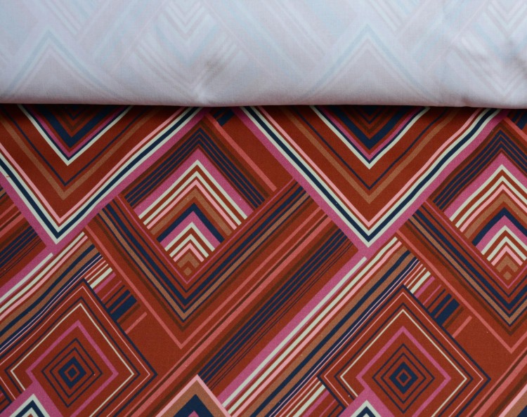 Tkanina Bawełniana Regularny Wzór w Odcieniach Brązu