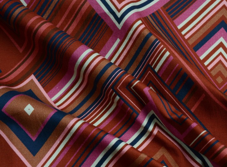 Tkanina Bawełniana Regularny Wzór w Odcieniach Brązu