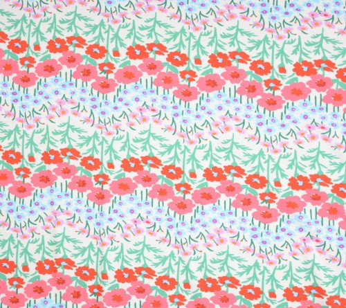 Dzianina Wiskozowa Kolorowe Kwiaty Układające Się w Pasy