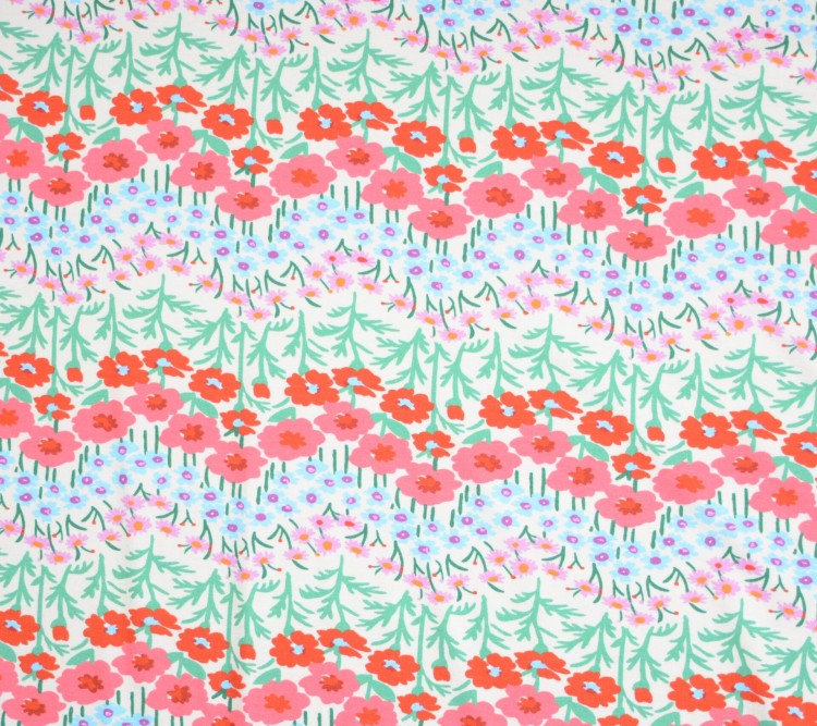 Dzianina Wiskozowa Kolorowe Kwiaty Układające Się w Pasy