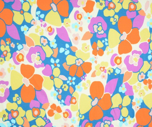 Dzianina Wiskozowa Kolorowe Kwiaty na Białym Tle