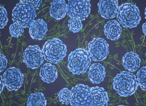 Tkanina Bawełniana Granatowa w Niebieskie Kwiaty
