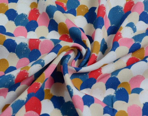 Tkanina Wiskozowa Wzór w Kolorowe Półkola