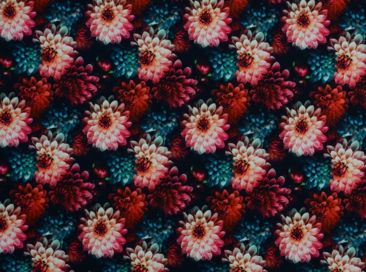 Dzianina Wiskozowa Nadrukowany Wzór w Kwiaty