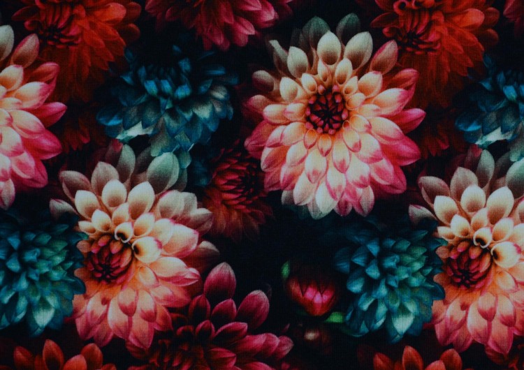 Dzianina Wiskozowa Nadrukowany Wzór w Kwiaty