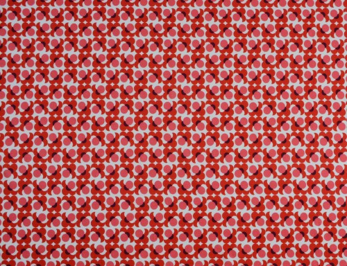 Dzianina Wiskozowa Czerwone Kwiaty na Białym Tle