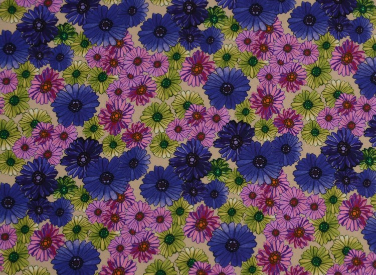 Tkanina Wiskozowa Transparentna Wzór w Kolorowe Kwiaty