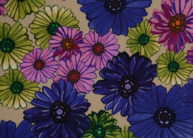 Tkanina Wiskozowa Transparentna Wzór w Kolorowe Kwiaty