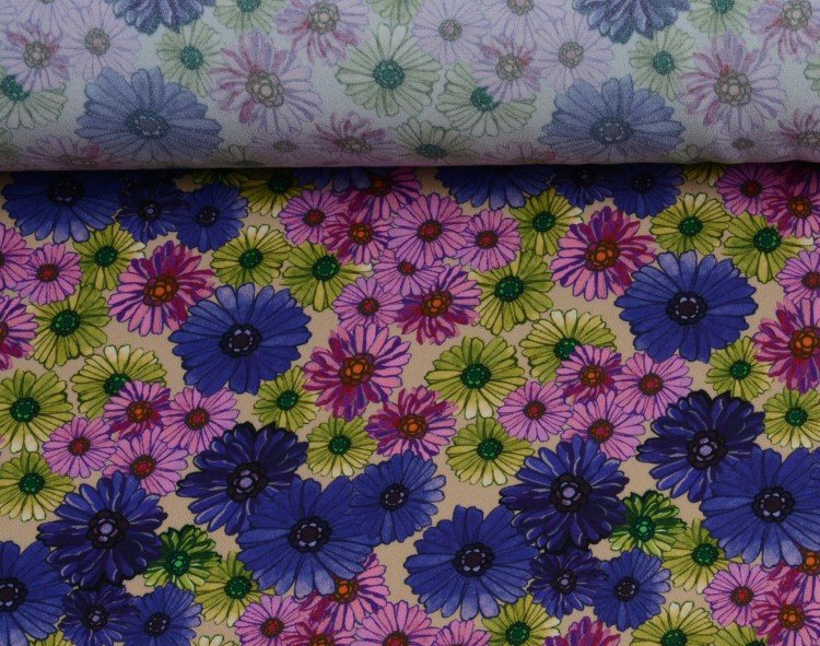 Tkanina Wiskozowa Transparentna Wzór w Kolorowe Kwiaty