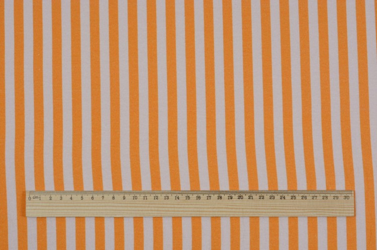 Dzianina Wiskozowa Biało-Pomarańczowe Pasy