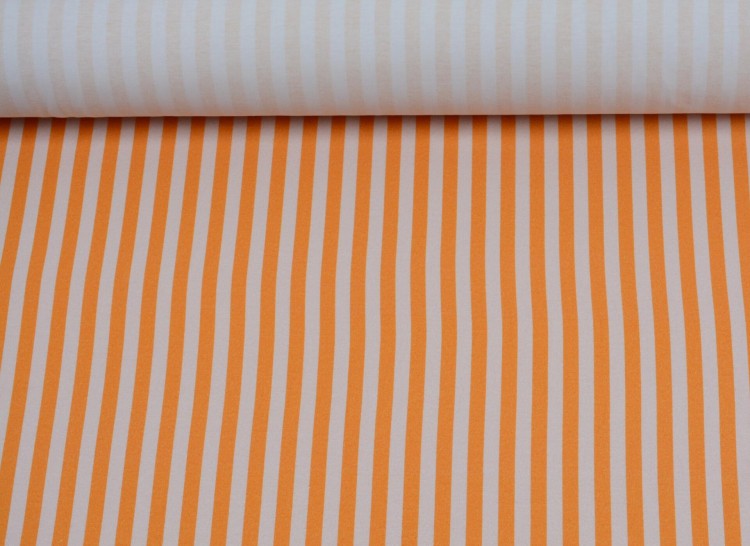 Dzianina Wiskozowa Biało-Pomarańczowe Pasy