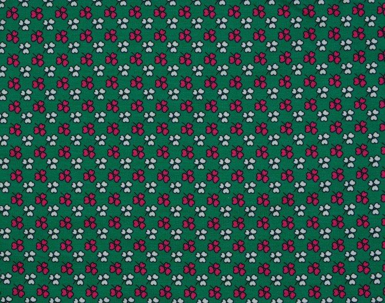 Dzianina Wiskozowa Drobne Kwiaty na Zielonym Tle